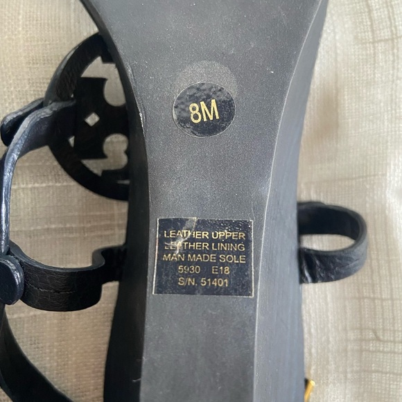 Tory Burch NEW Miller Navy Blue 60MM Wedge Leather Sandal Size 8 beach coastal - Picture 9 of 11